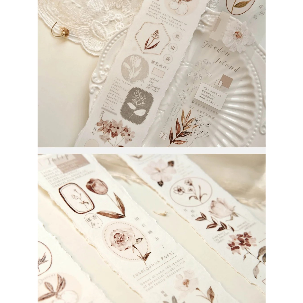 𝓑𝓾𝓵𝓵𝓮𝓽𝓳𝓸𝓾𝓻𝓷𝓪𝓵𝟏𝟏𝟓 ✿ Băng dính hãng Freckles Tea  mẫu "𝐀𝐮𝐭𝐮𝐦𝐧 𝐋𝐞𝐚𝐯𝐞𝐬" hoa nâu và khung phong cách mùa thu xinh xắn