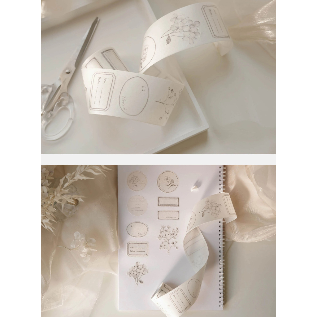 𝓑𝓾𝓵𝓵𝓮𝓽𝓳𝓸𝓾𝓻𝓷𝓪𝓵𝟏𝟏𝟓 ✿ Băng dính hãng Freckles Tea mẫu "𝐃𝐢𝐞 - 𝐜𝐮𝐭 𝐭𝐚𝐩𝐞" hoa và khung được bế sẵn xinh xắn trang trí sổ