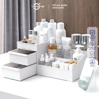 Kệ đựng mỹ phẩm 2 tầng, hộp đựng đồ trang điểm, Trang điểm bằng nhựa cao cấp