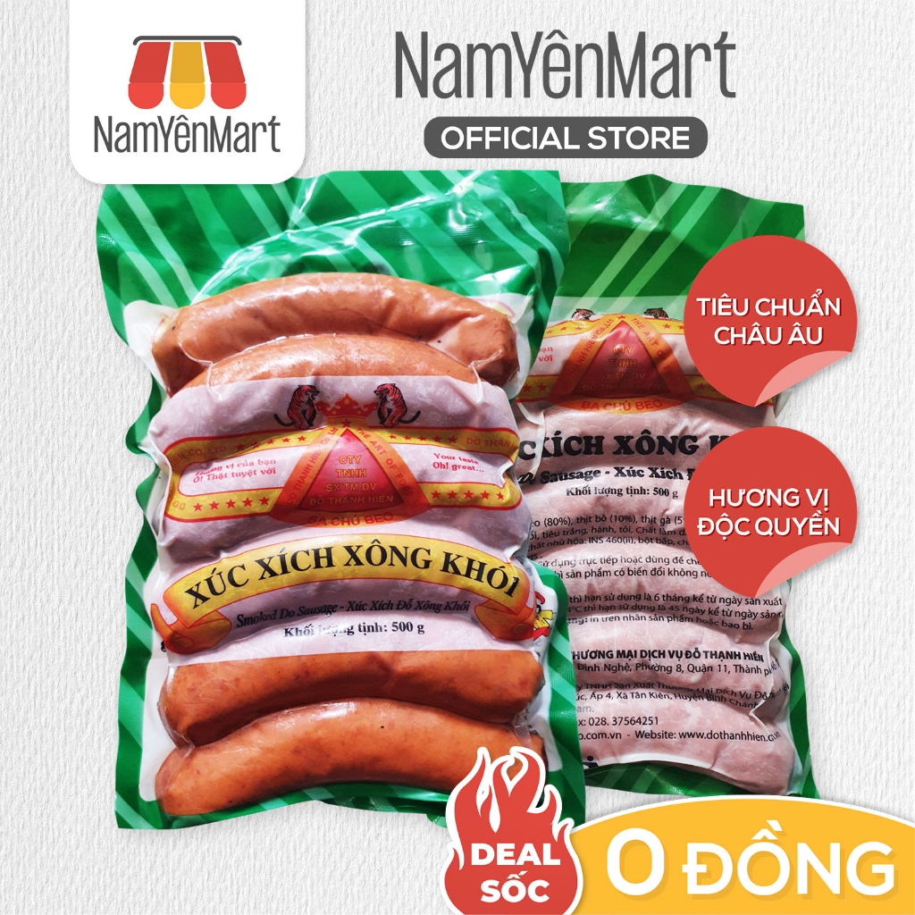 Xúc xích heo xông khói 6 cây (500gr) - Nam Yên Mart