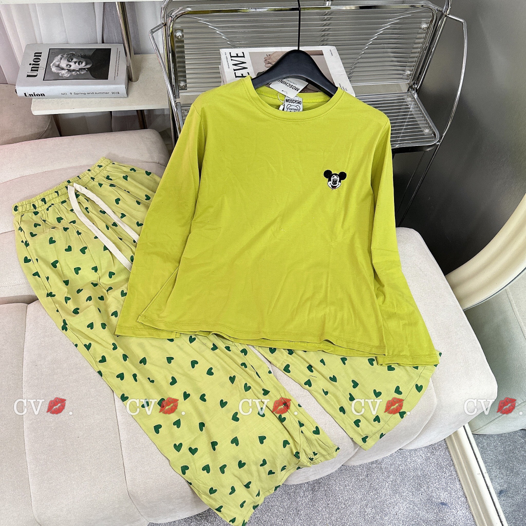 Set bộ nữ quần ài áo dài cotton mềm QC cao cấp thêu hình họa tiết trẻ trung đáng yêu