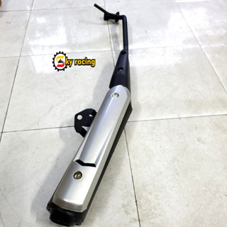 Pô xe máy cổ pô liền có ống hơi lắp cho dòng Sirius Xăng cơkèm ốp pô màu bạc