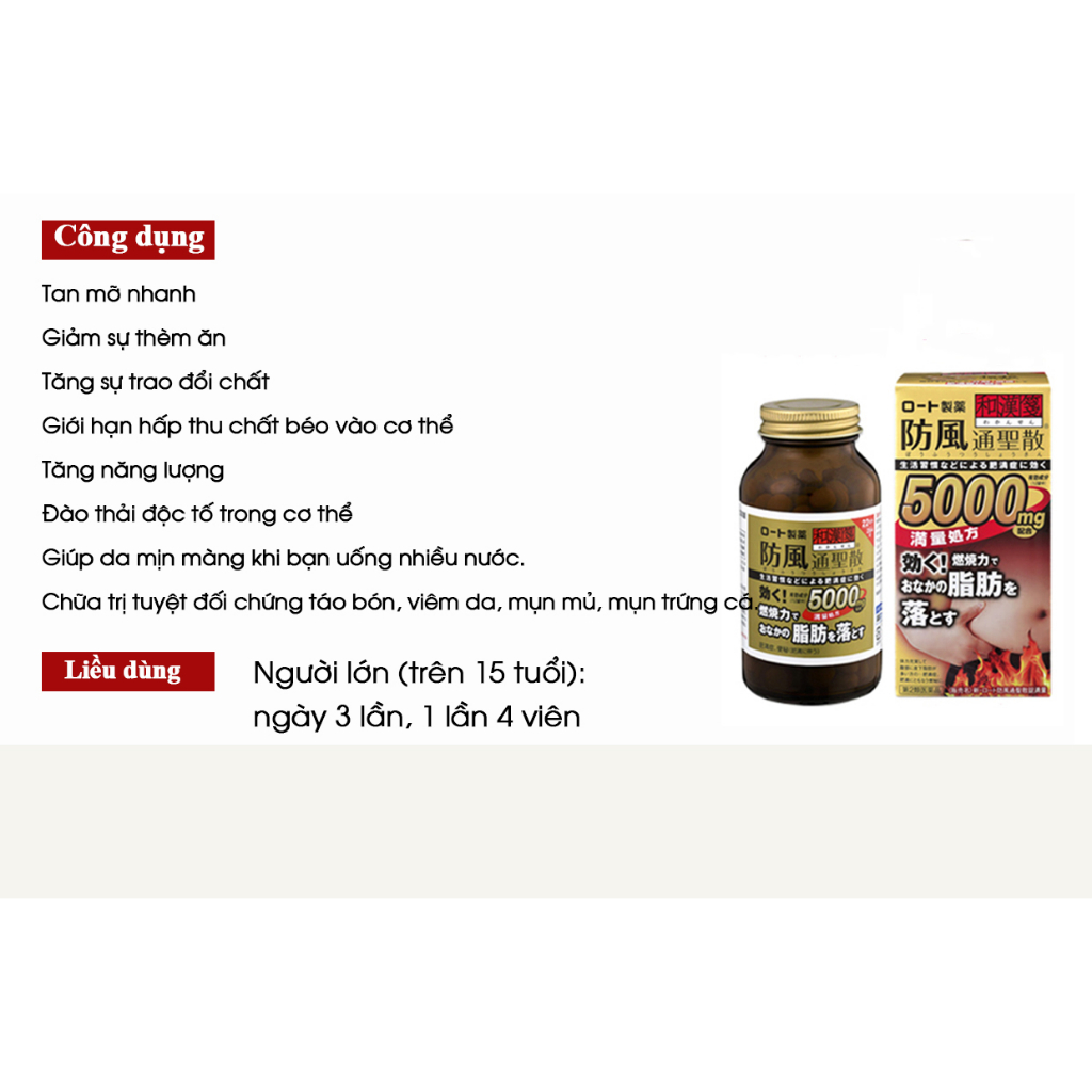 VIÊN UỐNG GIẢM CÂN, GIẢM BÉO ROHTO 5000mg nội địa Nhật Bản