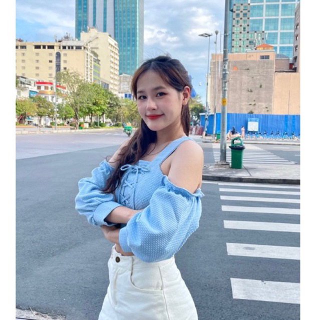 Áo nữ- hở vai, phối dây -dạo phố- Mom Says I'm Cool