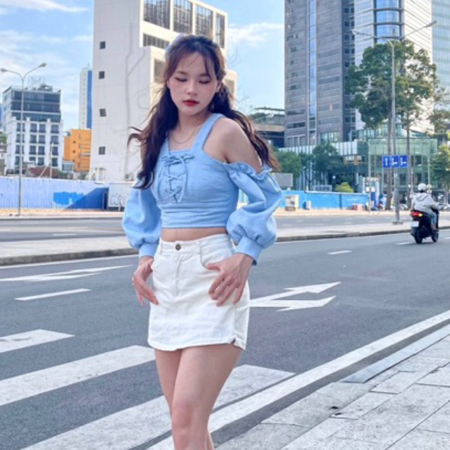 Áo nữ- hở vai, phối dây -dạo phố- Mom Says I'm Cool