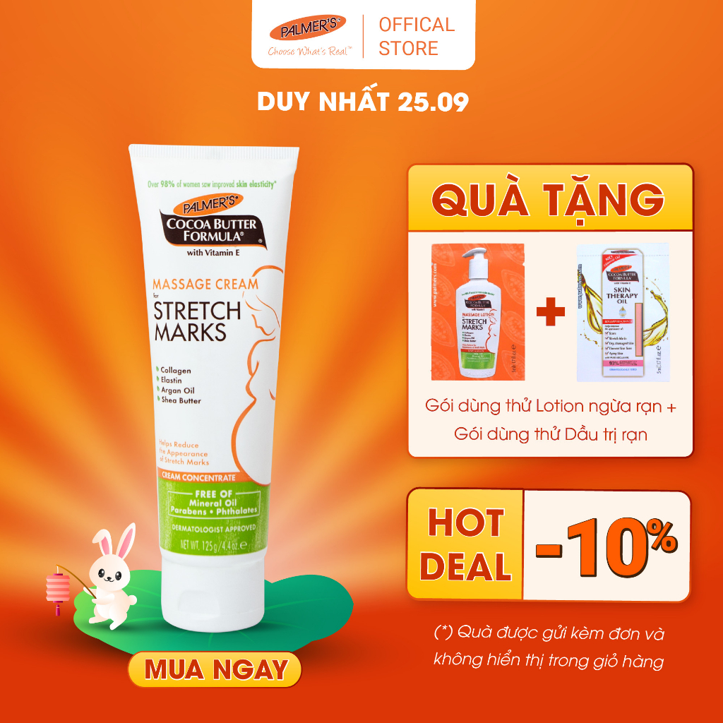 (Cream) Kem Ngăn ngừa và làm giảm rạn da khi mang thai Palmer's