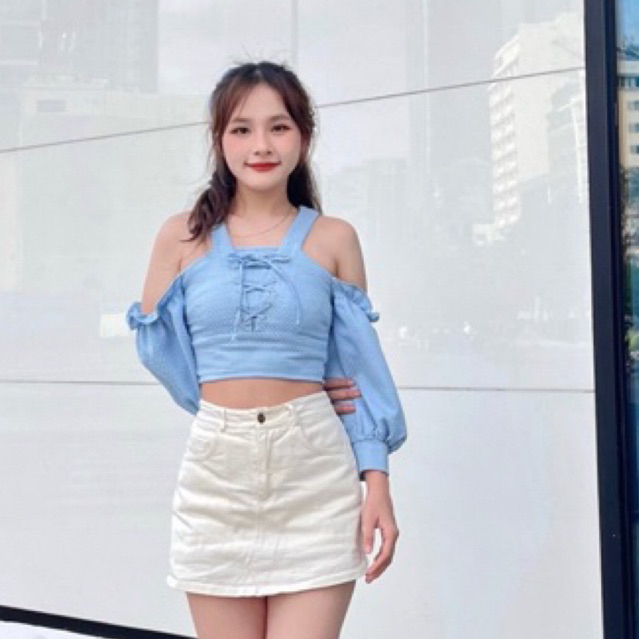 Áo nữ- hở vai, phối dây -dạo phố- Mom Says I'm Cool