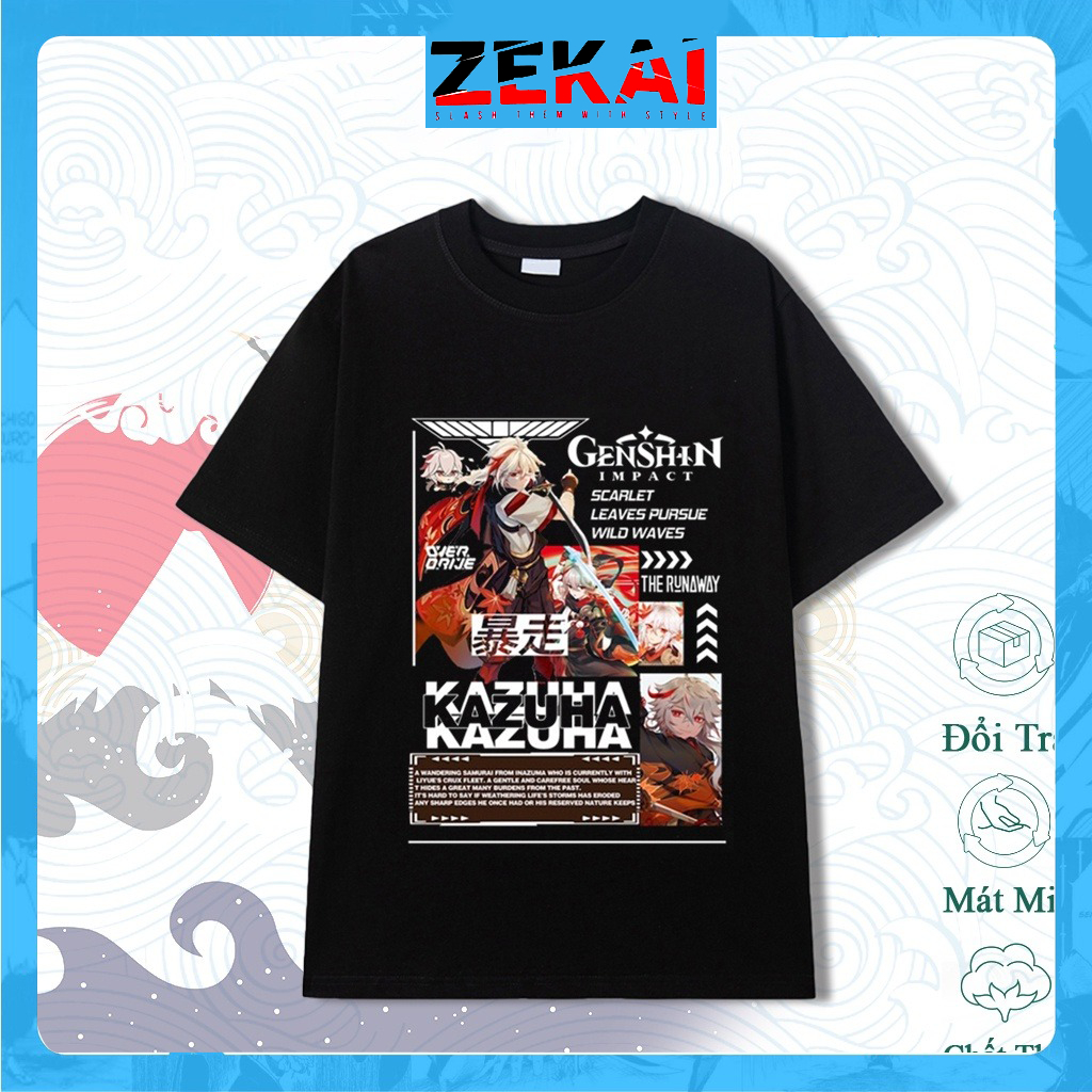 Áo Thun Game Genshin Impact - Áo in hình Nhân vật _ Kazuha - Paimon