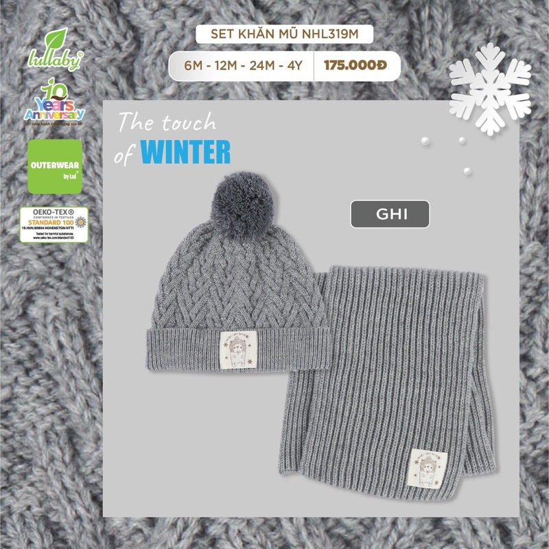 Set khăn mũ và mũ len Lullaby cho bé trai bé gái