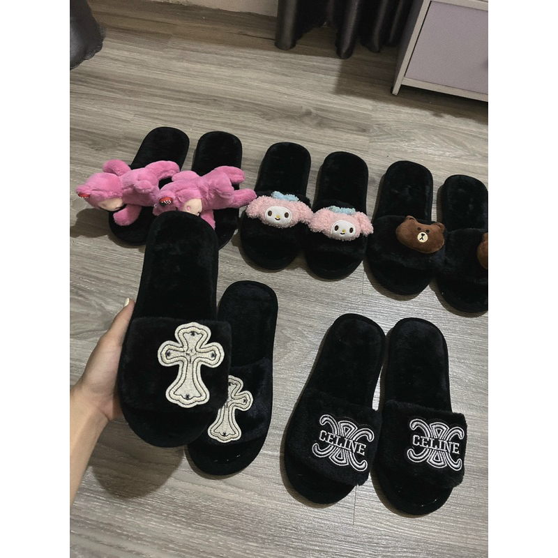 Dép Lông Prada - Ce.nile - Gấu Dâu Dễ Thương