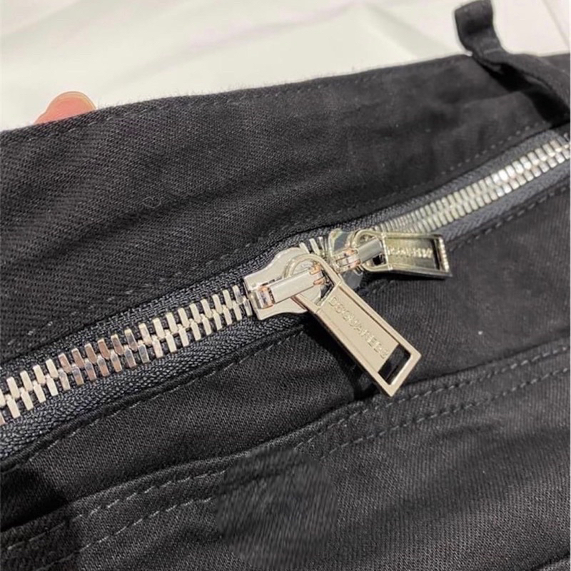 Quần jean bò nam đen trơn DSQ2 phối khoá zip lưng dáng slimfit chất denim hottrend 2023