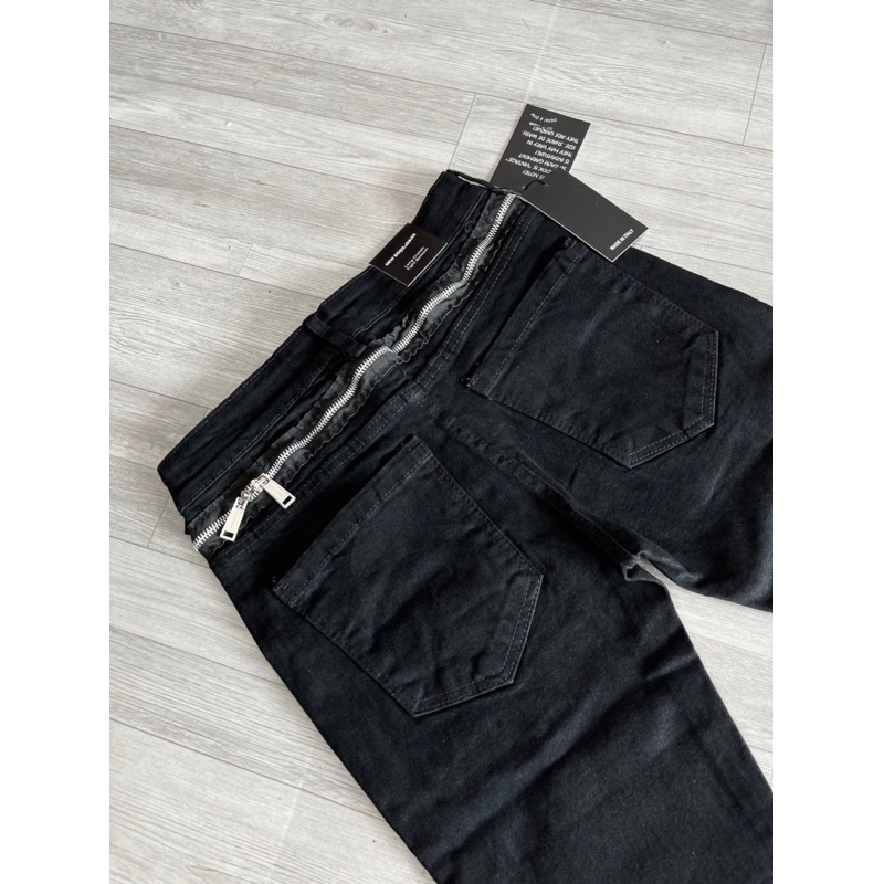 Quần jean bò nam đen trơn DSQ2 phối khoá zip lưng dáng slimfit chất denim hottrend 2023