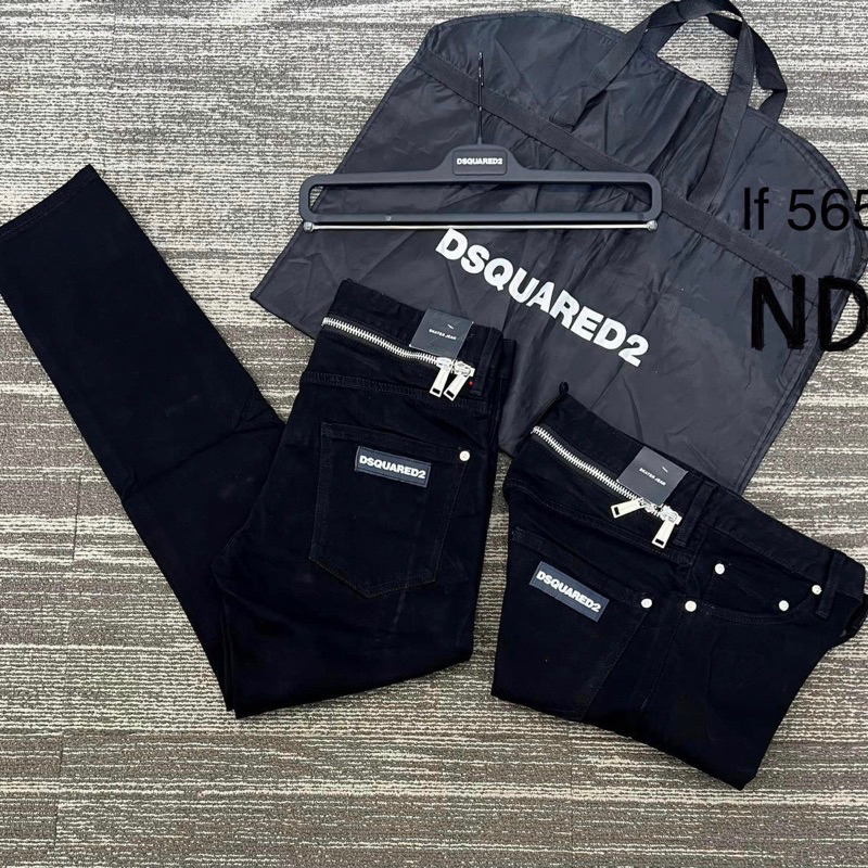 Quần jean bò nam đen trơn DSQ2 phối khoá zip lưng dáng slimfit chất denim hottrend 2023