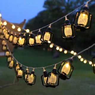 Dây đèn led trang trí hình đèn dầu sử dụng pin năng mặt trời