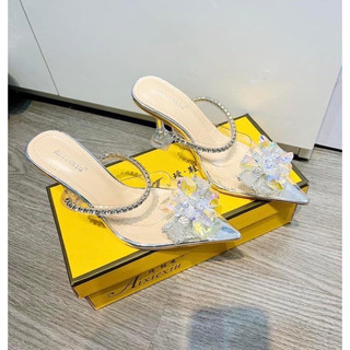 Giày gót ly nơ đá bigsize, size 40-44 [Hàng đặt không sẵn]