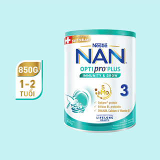 Sữa bột Nestlé NAN OPTIPRO PLUS 3 850g lon với 5HMO Giúp tiêu hóa tốt +