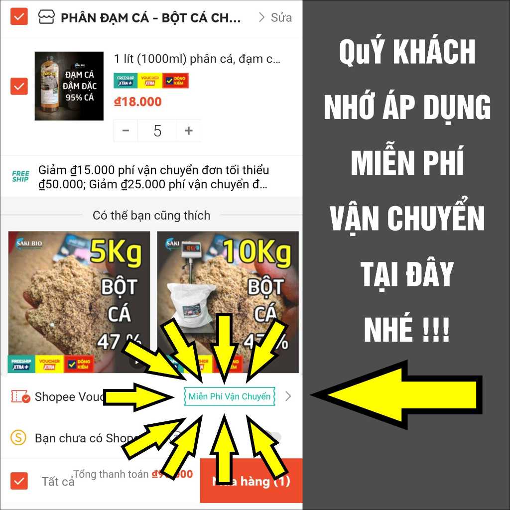 5 lít phân cá, đạm cá hữu cơ 95% cá