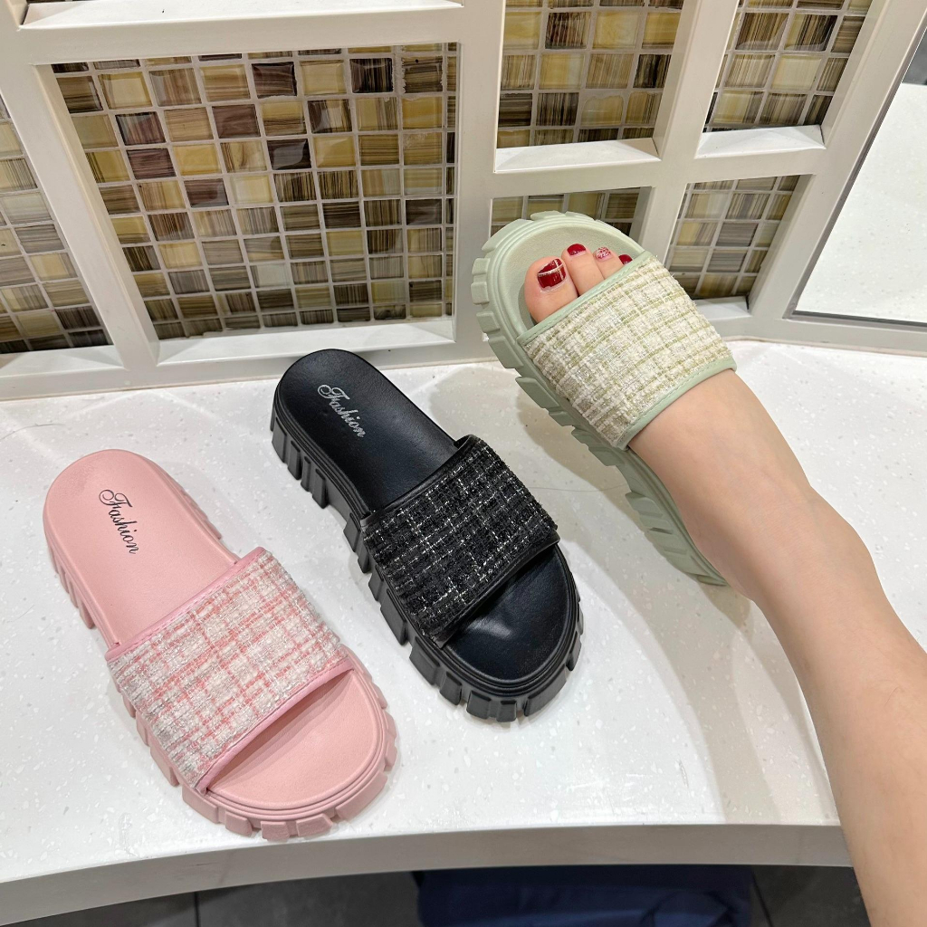 Dép nữ quai vải đế cao 4cm siêu xinh thời trang