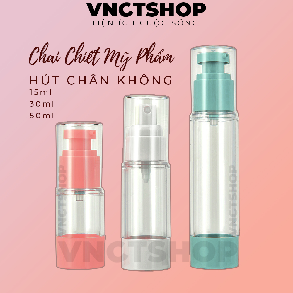 Chai chiết mĩ phẩm du lịch hút chân không vnctshop, lọ chiết mỹ phẩm chiếc dầu gội sữa tắm rửa mặt dạng vòi xịt
