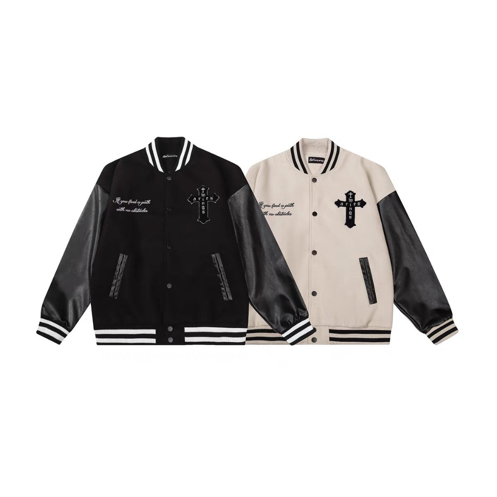 Áo khoác Bomber Thánh giá Varsity MenZO jacket nam/nữ chất dạ 2lớp tay pha da