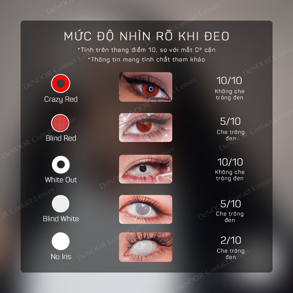 Lens Cosplay Mắt Trắng, Mắt Đỏ - Lens Halloween - Kính Áp Tròng Hàn Quốc Chính Hãng - DeNOOR Contact Lenses