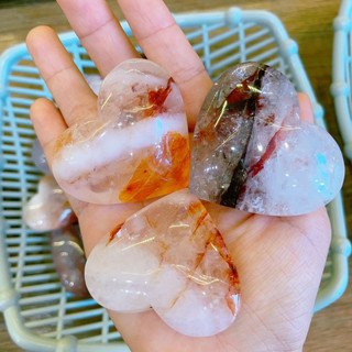 Trái tim đá Thạch anh Fire Quartz thiên nhiên, Thạch anh bao thể Hermatite