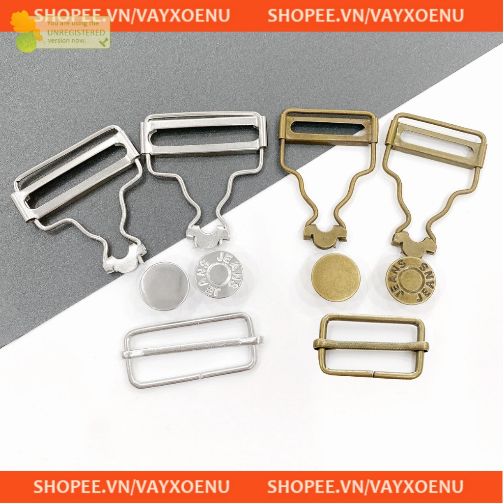 Bộ 2 móc khoá, 2 đai tăng giảm và 2 nút dành cho yếm, bộ tăng đơ yếm