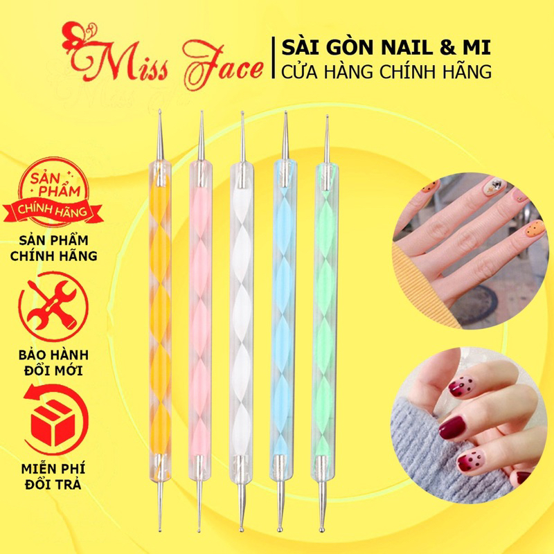 Set 5 cây bút chấm bi 2 đầu - Dụng cụ vẽ chấm bi tiện lợi giá rẻ - Dụng cụ phụ kiện làm nail chuyên dụng