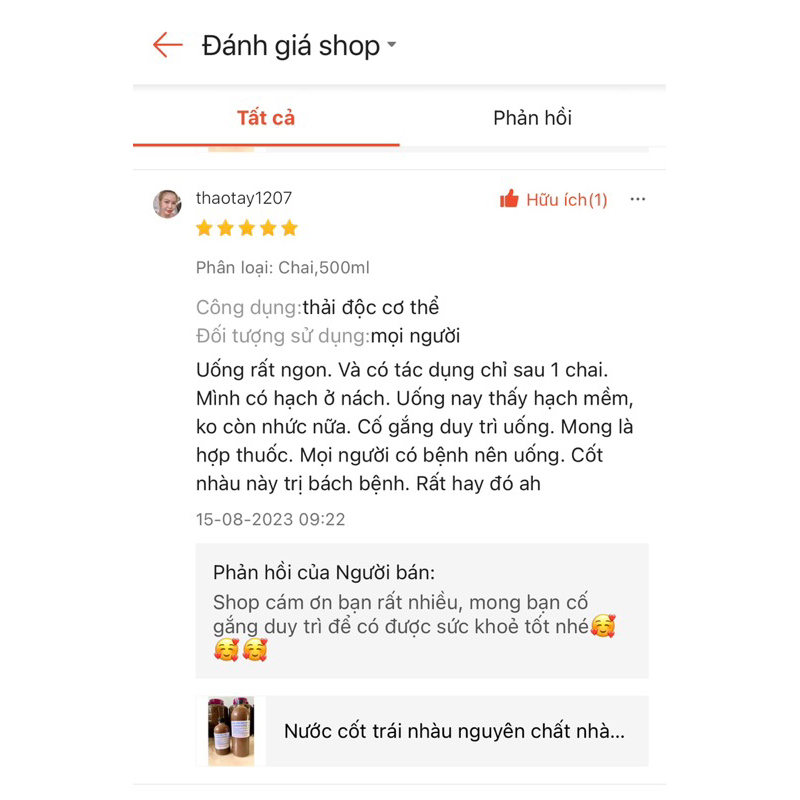 Nước cốt trái nhàu ngâm đường phèn nguyên chất nhà làm chai 500ml- 1000ml