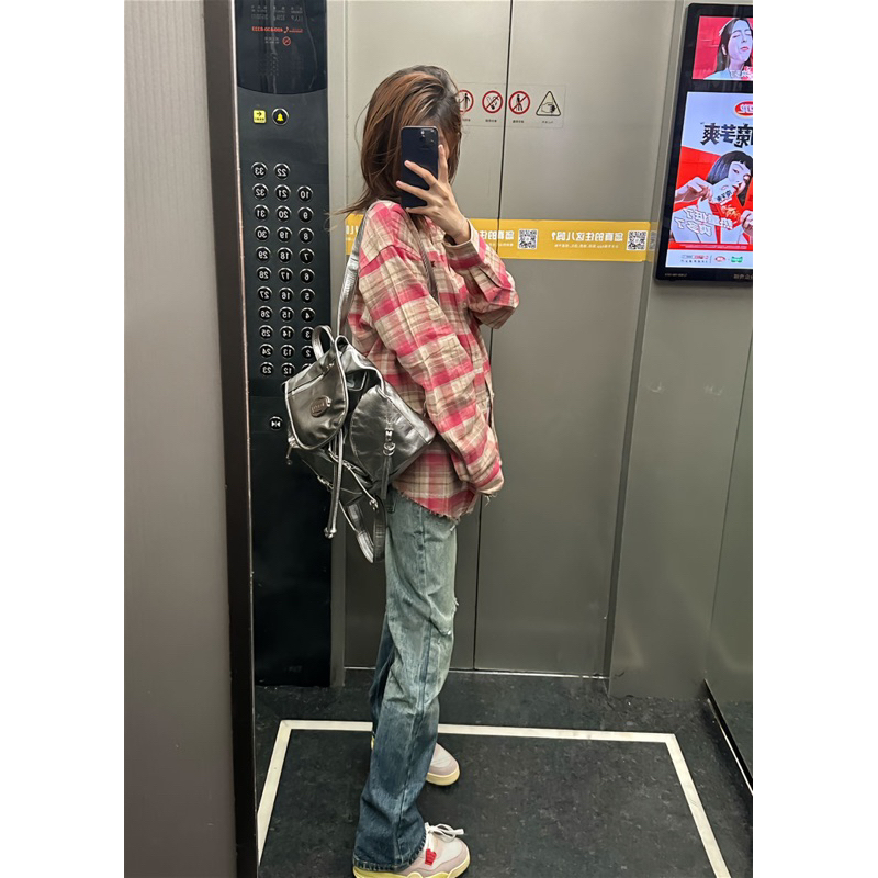 Áo sơ mi flannel hoạ tiết thêu classic,phong cách ulzzang,retro,unisex