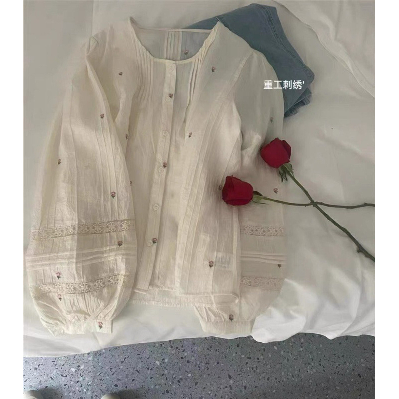 Sơ mi thêu hoa tuylip 🌸