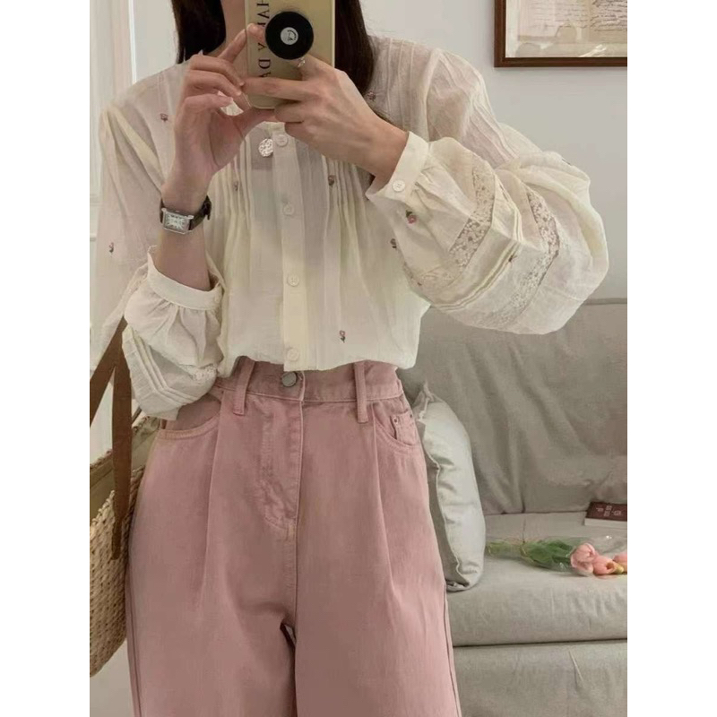 Sơ mi thêu hoa tuylip 🌸