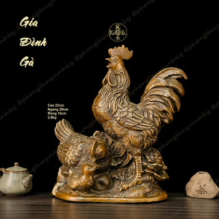 Gia đình gà hạnh phúc - tượng đồng phong thủy