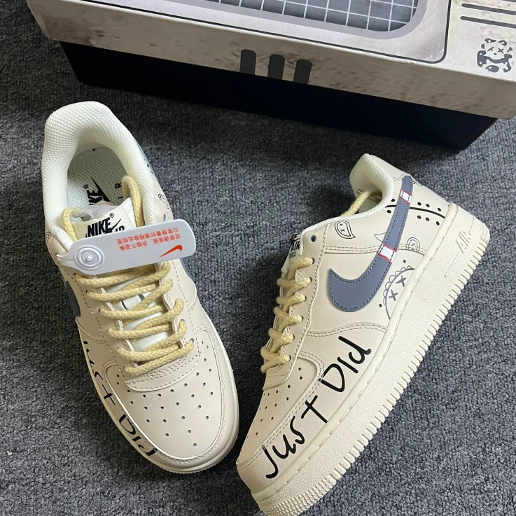 Giày Af1 Xi Măng - bản mới , Giày Sneaker_Air Force 1 xám Cao Cấp Bản Classic Full Size Nam Nữ FULL BILL BOX