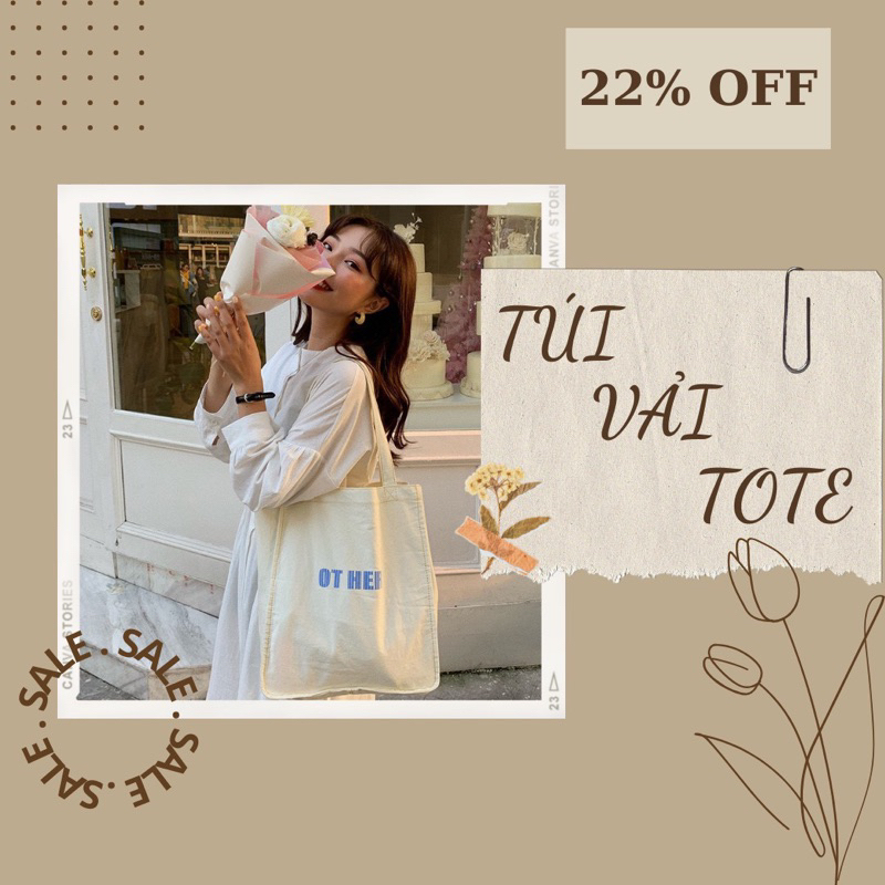 Túi Vải Đeo Vai Secondhand Mùa Hè, Túi Tote Phong Cách Hàn Quốc Nam Nữ