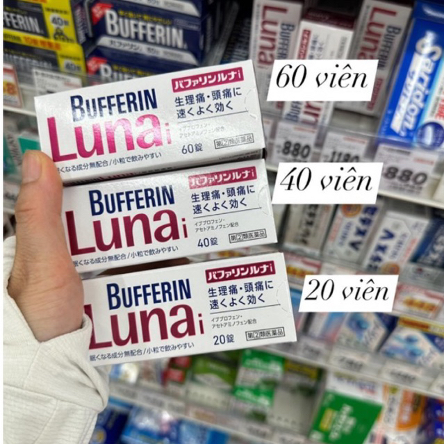 Bufferin Lunai Nhật - Viên Uống Giảm Đau Bụng Kinh, Đau Đầu, Đau Cơ Ngày Kinh Nguyệt Dâu Rụng Đủ Siz