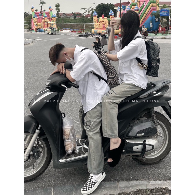 Quần bò ống rộng thêu chữ BANGOULU.O siêu hot