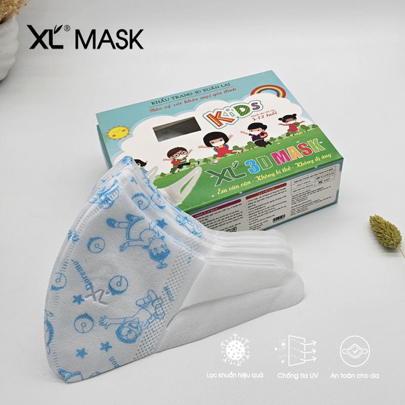 Khẩu trang 3D XL Mask trẻ em từ 5-12 tuổi ( Hộp 50 chiếc)