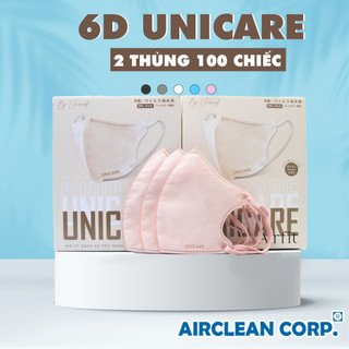 100 Chiếc Khẩu Trang 6D UNICARE - Khẩu trang 6D quai to, kháng bụi, cản tia UV, Khẩu trang 3 Lớp thế hệ mới