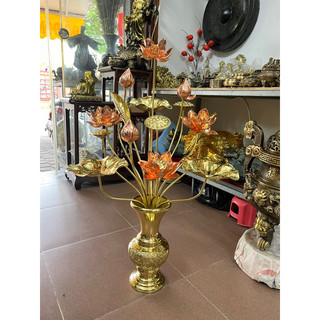 Hoa sen đồng bó hoa 15 cành bằng đồng ko kèm lọ