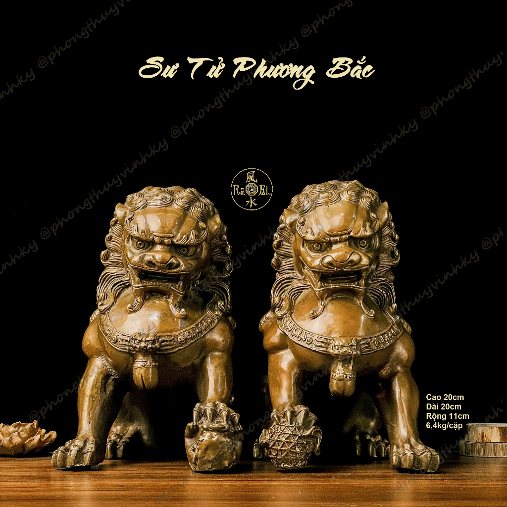 Cặp Sư Tử Phương Bắc - Trấn Gia Chiêu Tài - Tượng Đồng Phong Thủy