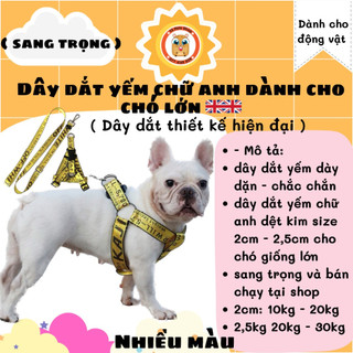 dây dắt yếm chữ anh dệt kim size 2cm - 2,5cm cho chó giống lớn