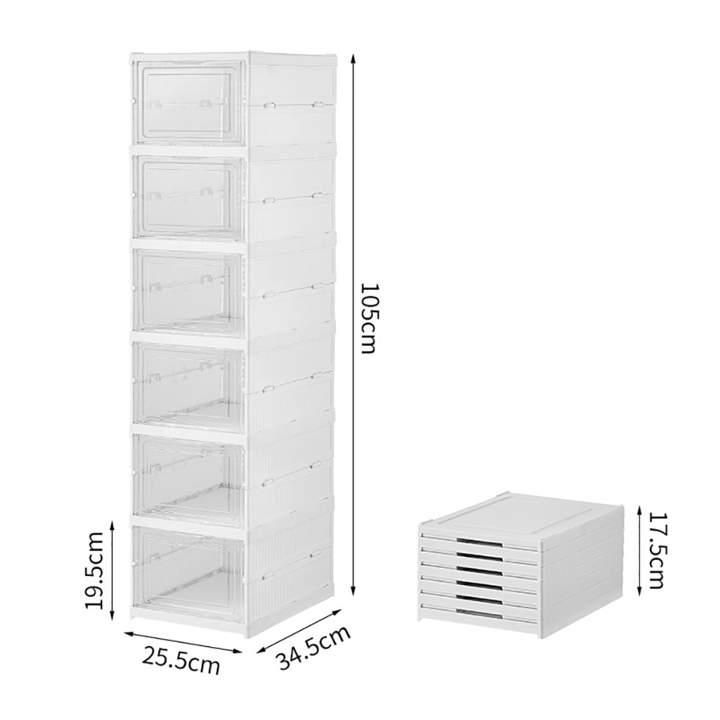Hộp để giày dép có khả năng gấp gọn tiện lợi, được làm từ chất liệu nhựa PP và PET chắc chắn, độ bền cao