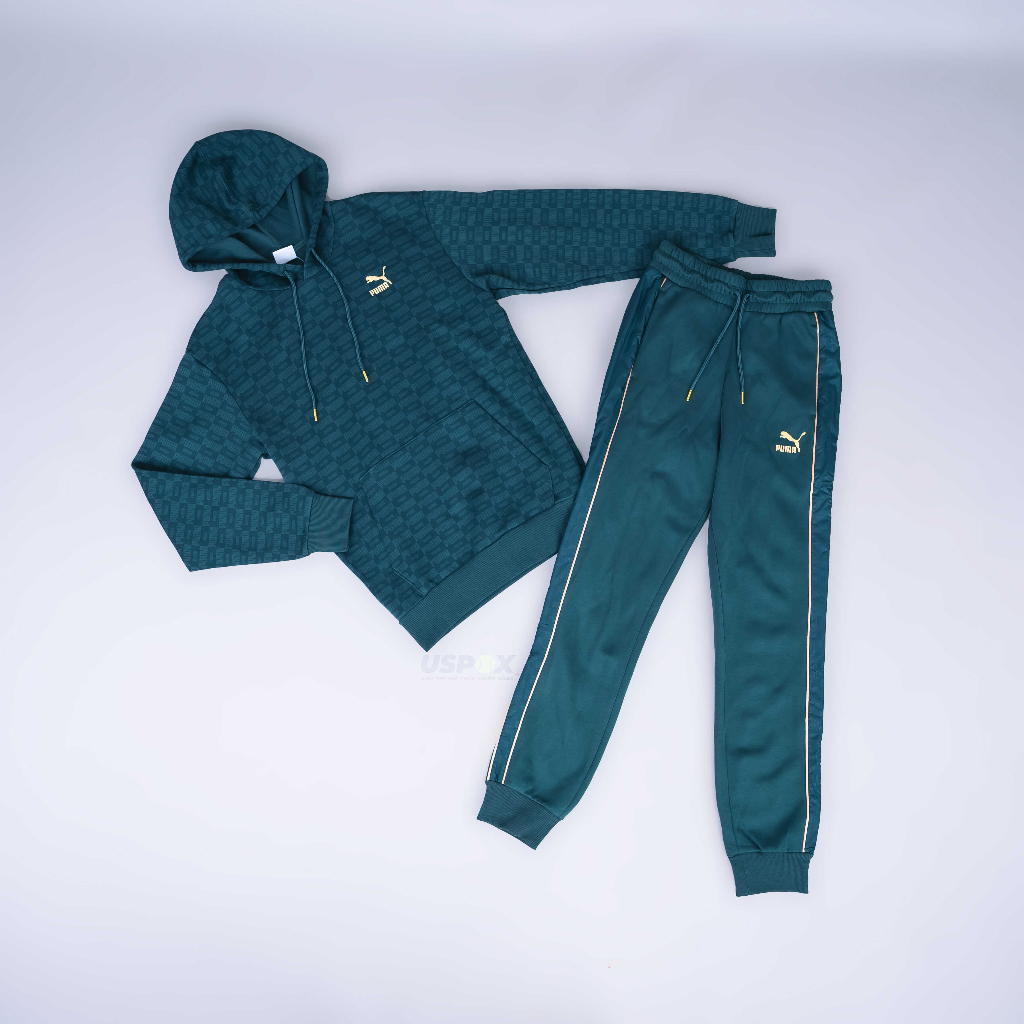 [Ảnh thật] [Chính hãng] Bộ nỉ thể thao Puma Green Gold (form Âu)