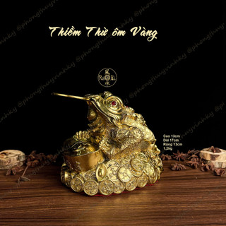 Thiềm Thừ ôm Vàng - Cóc ngậm tiền Tài Lộc - Tượng Đồng Phong Thủy Vĩnh Tiến Chất Lượng Cao