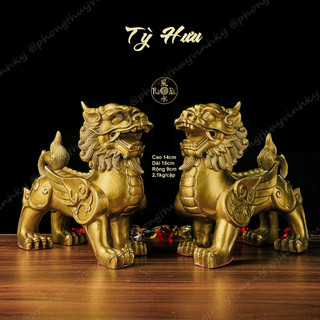 Tỳ Hưu Thiên Lộc Đồng Vàng 15cm - Tượng Đồng Phong Thủy
