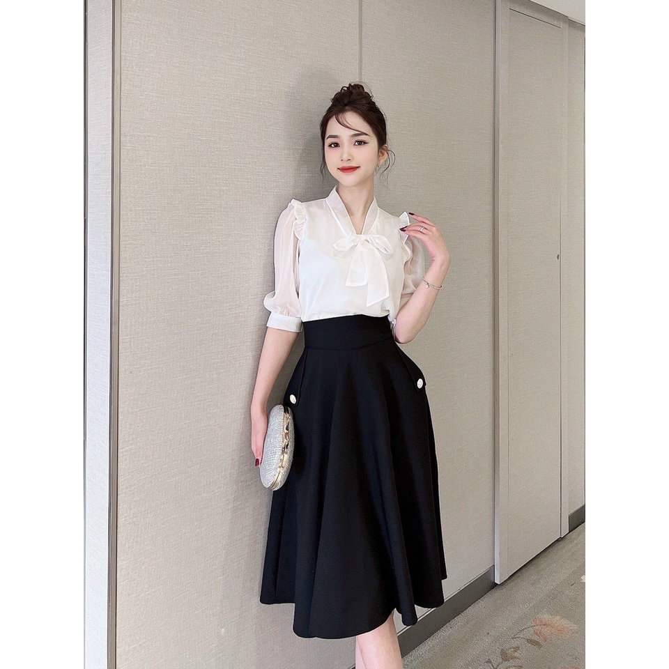 Chân váy dài xòe công sở CV07