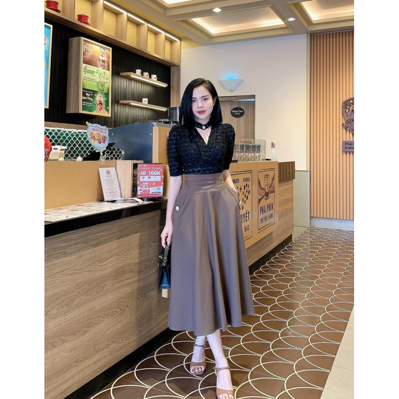 Chân váy dài xòe công sở CV07