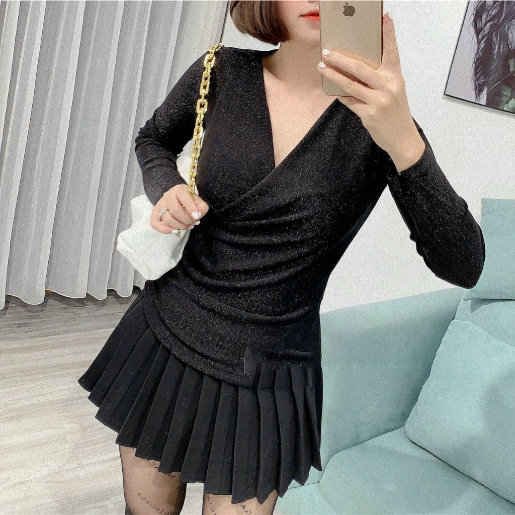 Áo body nhũ nhún eo sang chảnh, áo kiểu nhũ nhún eo A09