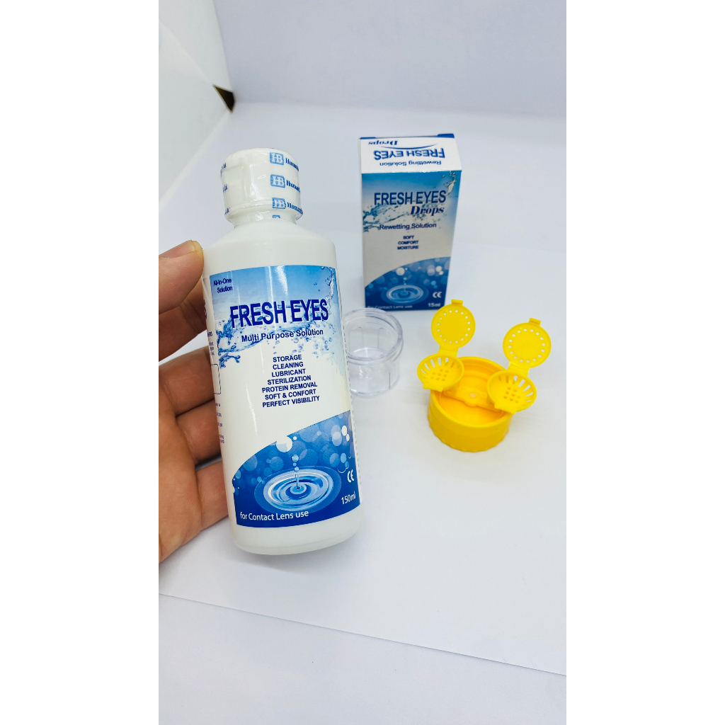 1 chai ngâm , 1 chai nhỏ mắt chuyên dụng cho lens, 1 cốc rửa lens siêu sạch hàng chính hãng